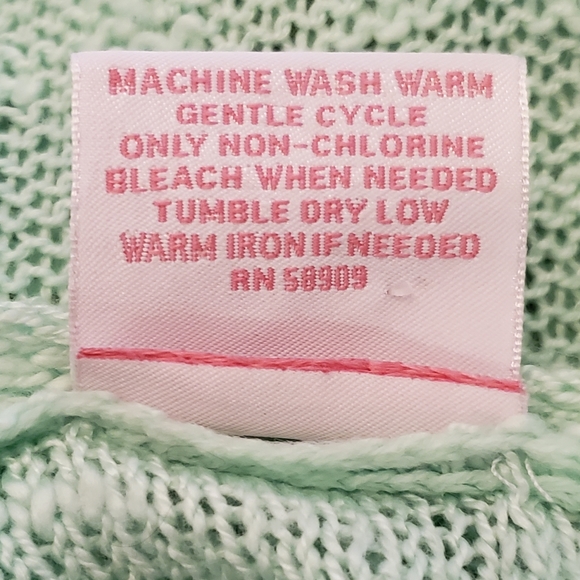 Sleep Sense Mint Green Open Front Knit Kimono w/Crochet Lace Hem Size L/XL - Picture 7 of 7